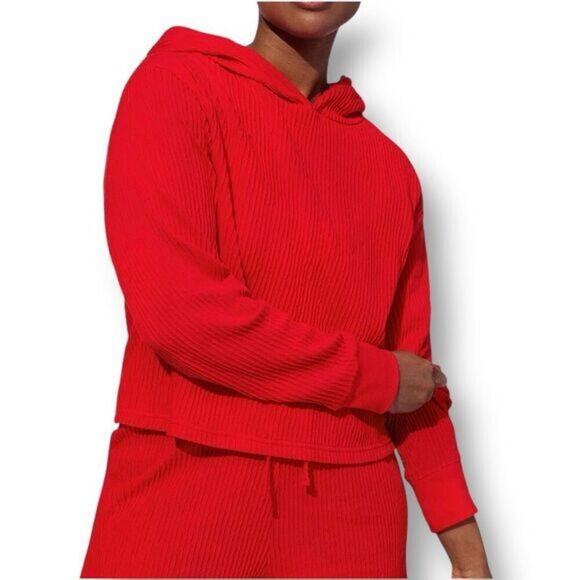 EleVen M Red Ribbed Hoodie Golf Tennis Pullover Stretch Athleisure Lounge NWT - Picture 1 of 10